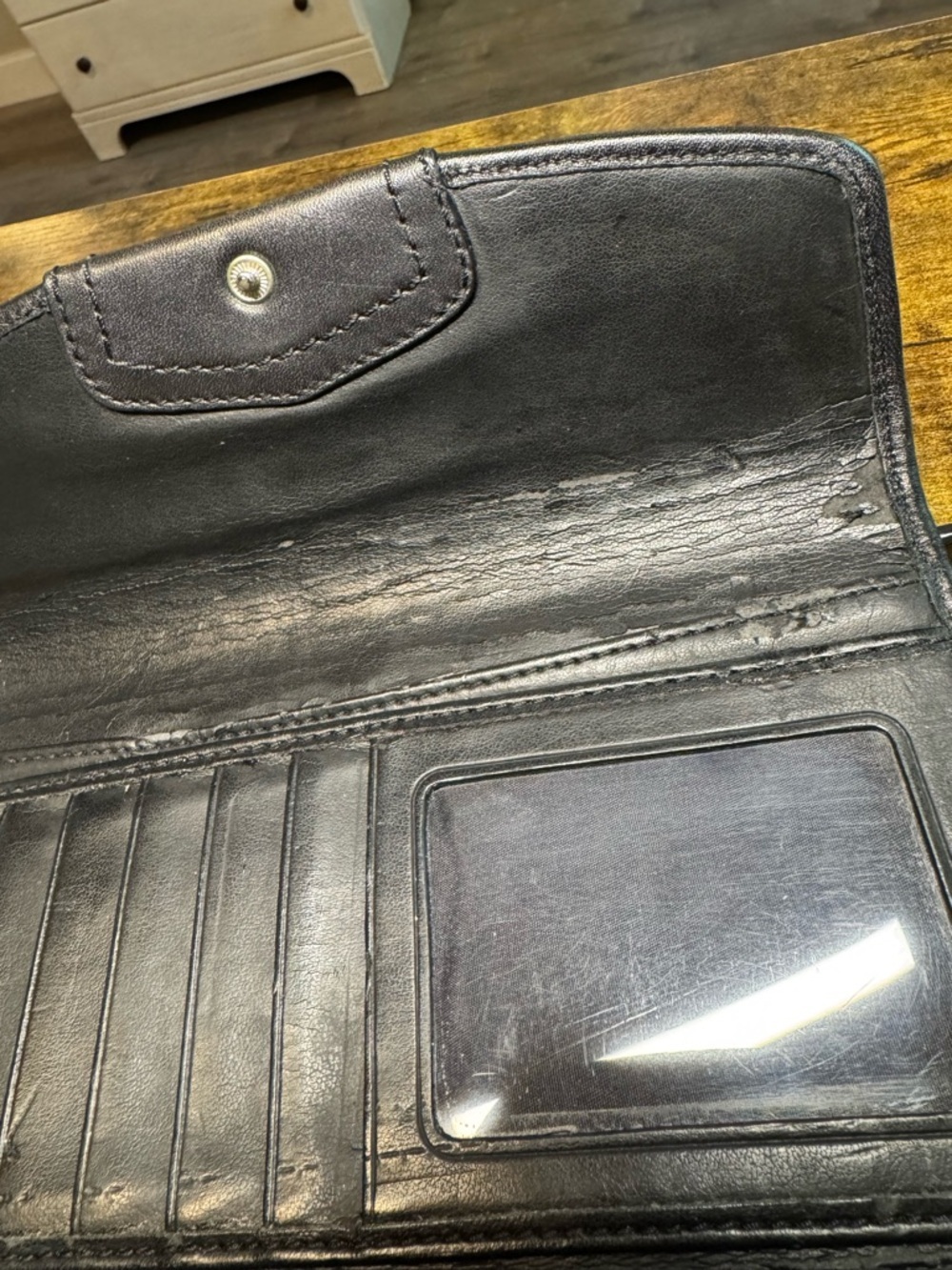Coach Signature Wallet & Checkbook Holder Set Black/Gray Canvas Leather Trim - Picture 10 of 12